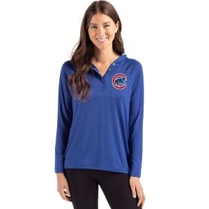 Chicago Cubs Cutter & Buck Coastline Epic Comfort Recycled Womens Hooded Shirt - 1 of 1