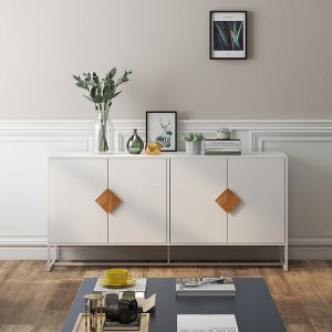 Solid Wood Sideboard with 4 Doors, Special Square Handle and Double Storage for Living Room, Hallway, or Dining Room - 1 of 4
