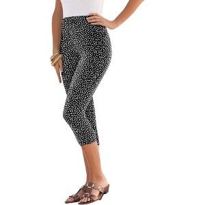 Roaman's Women's Plus Size Essential Stretch Capri Legging - 1 of 4