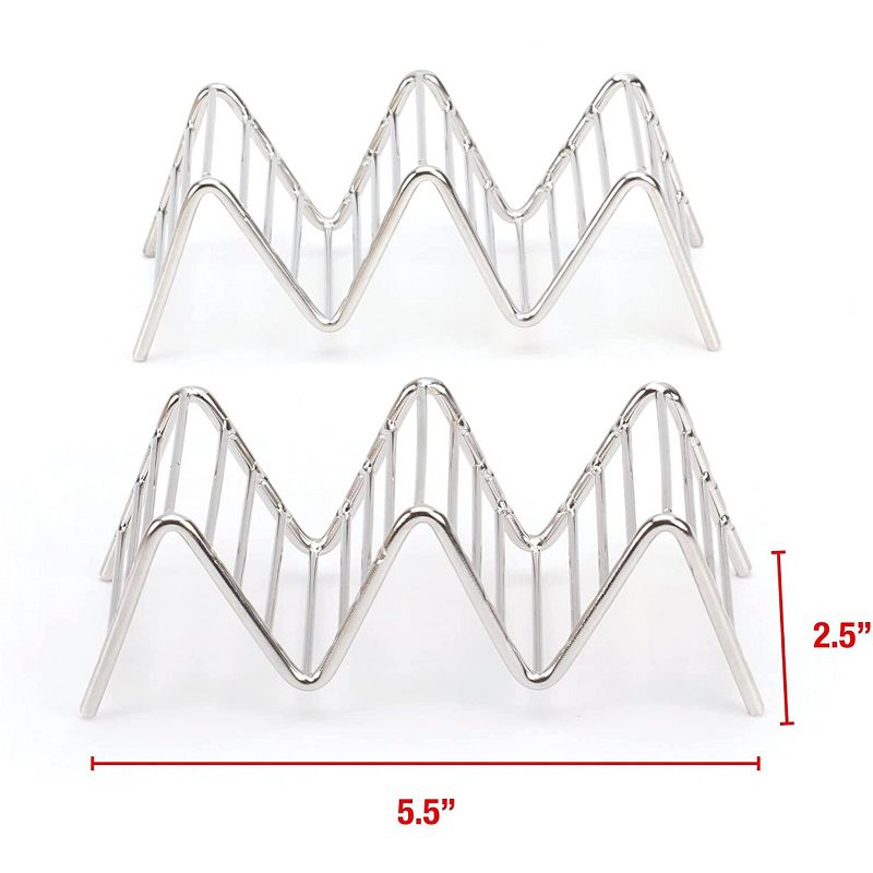 2 Lb Depot Premium Stainless Steel Stackable Taco Holders - Holds 2-5 Hard or Soft Tacos, Five Styles Available - Set of 2, 5 of 9
