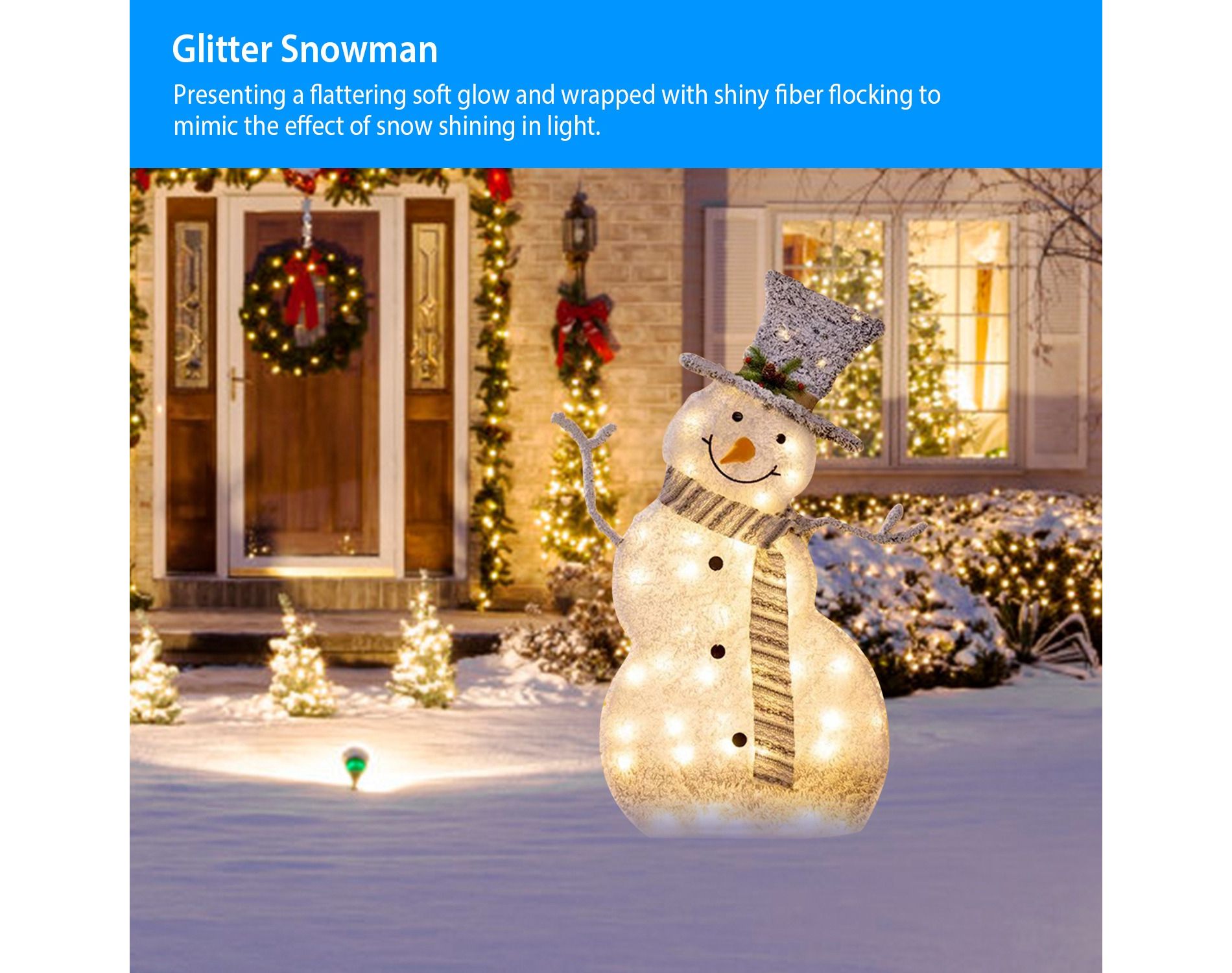 Christmas Snowman Decoration snowman Collapsible Snowman Indoor Outdoor Garden Light with Removable Hands Scarf Christmas tree, at backyard, porch