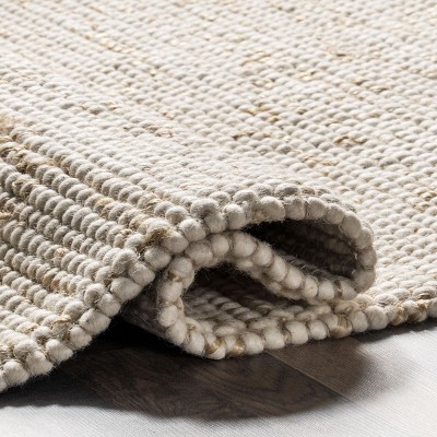 Handmade Ivory and Beige Wool Rectangular Area Rug