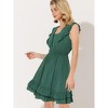 Allegra K Women's Sleeveless V Neck Lace Trim Smocked Waist Ruffled Dress - 2 of 4