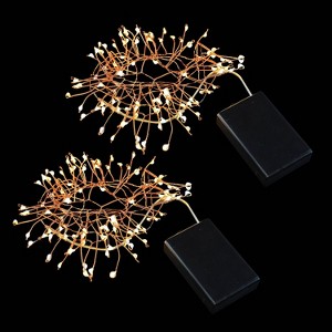 Lumabase 2ct Battery Operated LED Firecracker Fairy String Lights Copper - 1 of 2