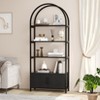 Arched Bookshelf, 4-Tier Arched Bookcase with Doors Storage, 71.5" Tall Industrial Book Shelf with Studry Metal Frame and Open Shelves - 3 of 4