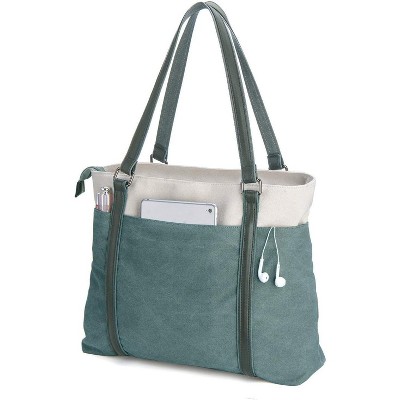 Paaaawaters Women's Work Bag with Laptop Compartment Zipper Pockets Teacher Green