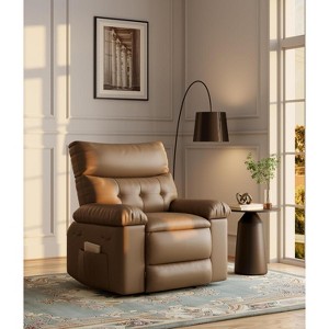 Oversized Wide Recliner Chair - Heat and Massage, PU Leather Extra Wide Manual Recliner for Adults, Large Lazy Chair with 1.5X Sponge Comfort Arm - 1 of 4
