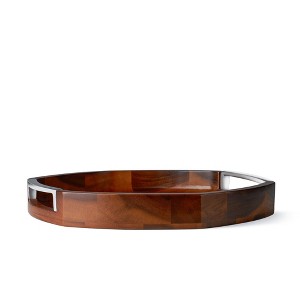 nambe Rivet Wood Handled Tray - 1 of 4