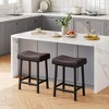 Whizmax 24 Inch Backless Saddle Barstools Set of 2, Counter Height Upholstered Padded Barstools with Curved Surface, Metal Leg and Footrest - 2 of 4