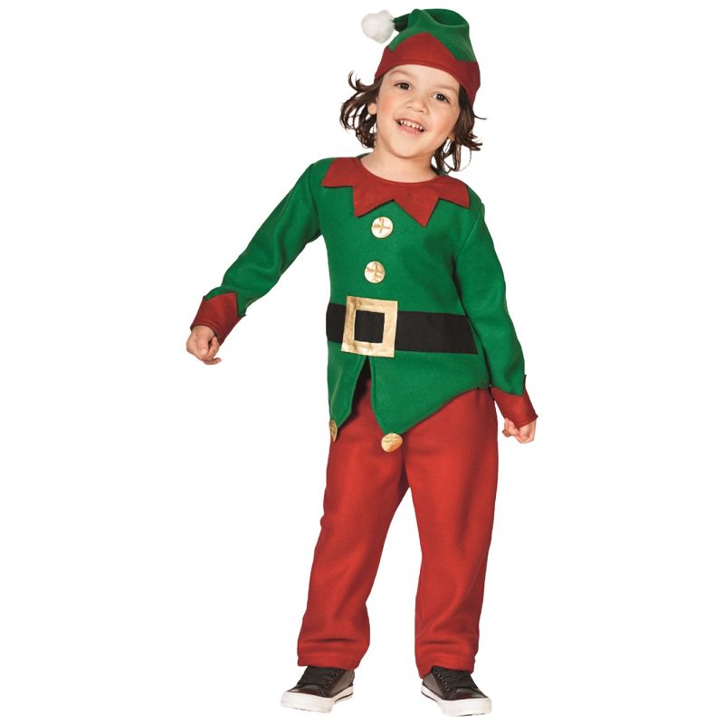 Northlight 26" Red and Green Elf Boy's Costume With a Christmas Santa Hat - 6-8 Years, 1 of 3