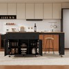 Bella Depot 85.5" Kitchen Island with Extendable Dining Table, Kitchen Storage Table with 3 Side Open Shelves - 3 of 4