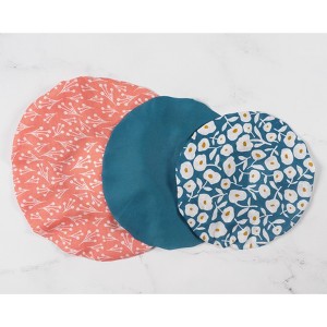 KAF Home Set of 3 Bowl Covers: Small Wynn, Medium soild Blue, Large Bell - 1 of 3