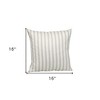 HomeRoots 16" Taupe and White Striped Cotton Throw Pillow - 3 of 4