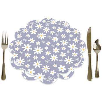 Big Dot of Happiness Purple Daisy Flowers - Floral Party Round Table Decorations - Paper Chargers - Place Setting For 12