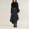 Anna-Kaci Women's Asymmetrical Pinstripe Midi Skirt with High Waist and Tailored Draping - 2 of 4