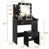 Vanity Desk with Power Outlet, Makeup Vanity with Large Mirror and LED Lights, 7 Drawers & Cushioned Stool - 3 of 4