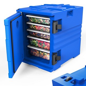 ROVSUN Insulated Food Pan Carrier, Hot Box Food Warmer w/Wheels Double Buckles and Handles, Stackable Hot Boxes for Catering Restaurant - 1 of 4