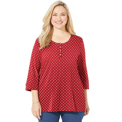 Catherines Women's Plus Size Liz&Me Knit Henley Top