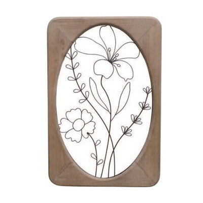 VIP Wood 24.02 in. Brown Styled Wire Floral Wall Decor