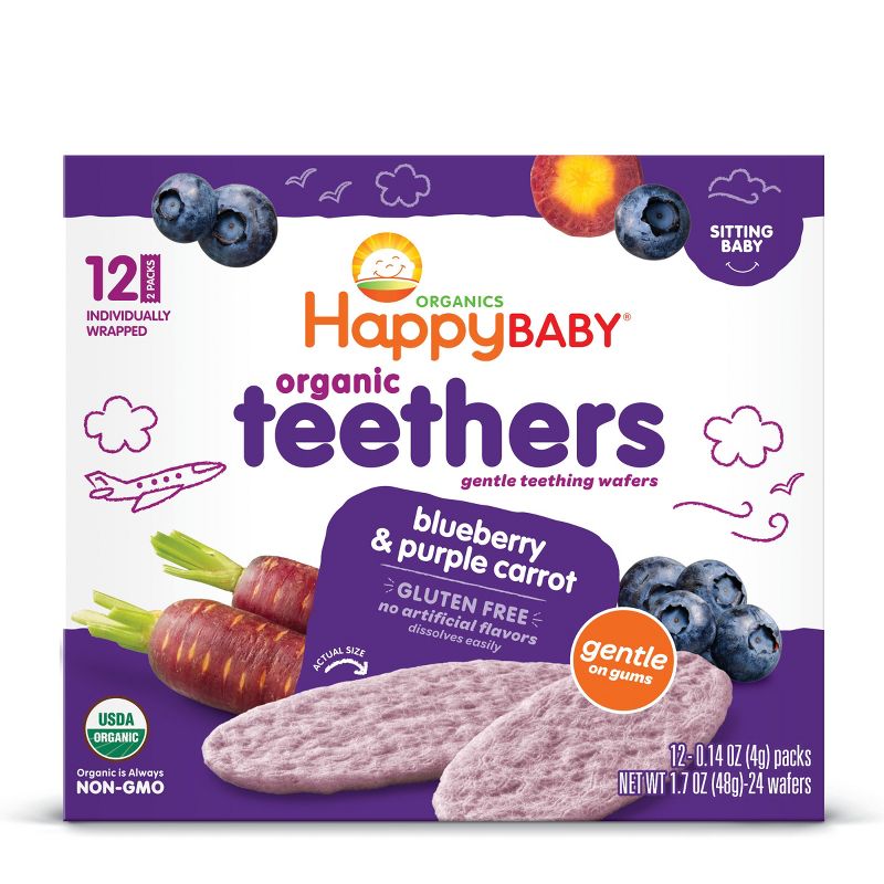 HappyBaby Blueberry &#38; Purple Carrot Organic Teethers - 12ct/0.14oz Each, 4 of 8