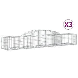 vidaXL Gabion Basket Set of 3 Silver Galvanized iron - 1 of 4