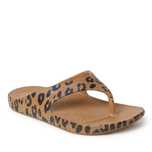 Dearfoam leopard thong slippers new arrivals