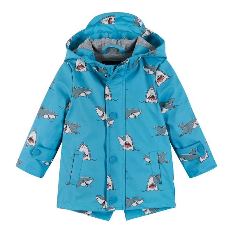 Andy & Evan  Infant Blue Shark Print Raincoat, 1 of 4