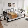 Daybed with Trundle Bed, Twin Size Day Bed with Pull-Out Trundle, Daybed with Love-Heart Headboard, Steel Slat Support, Metal Sofa Day Bed - 3 of 4