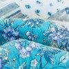 Blue & White Checkered Quilted Bedding Set, 3-Piece French Country Style with Vintage Floral Patterns & Wavy Edges, Queen - 4 of 4