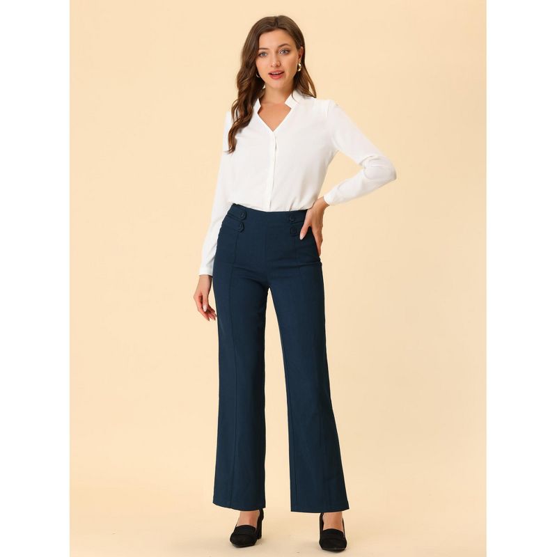 Allegra K Women's High Waisted Straight Leg Solid Color Business Work Pants, 3 of 6