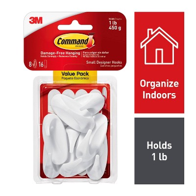 Command Designer Hooks Small White 8-Hooks 17082-8ES