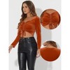 INSPIRE CHIC Women's Velvet Drawstring Sweetheart Neck Puff Long Sleeve Party Crop Top - 2 of 4