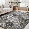 Vintage Area Rugs Washable Floral print Floor Cover, Non-Slip Oriental Accent Carpet, Foldable Low Pile Indoor Mat for Kitchen, Bedroom, Living Room - 3 of 4