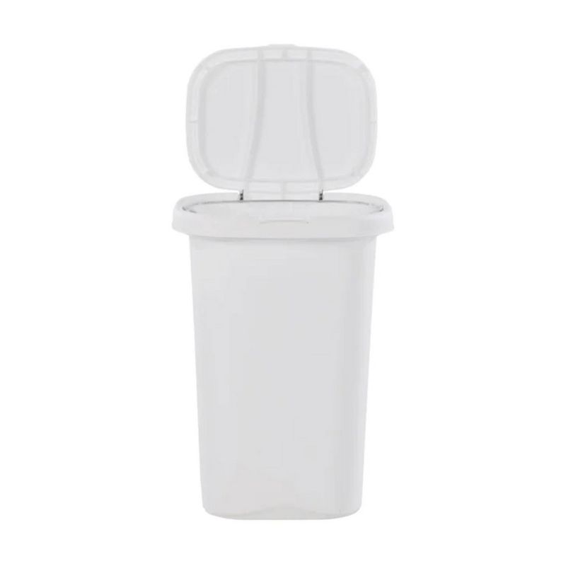 Rubbermaid 13 Gallon Rectangular Spring-Top Lid Kitchen Wastebasket Trash Can for Tall Trashbags, White (2 Pack), 4 of 7