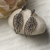 SOHI Women's Chrome Silver Intricate Crystal Leaf Drop Earrings - 2 of 4