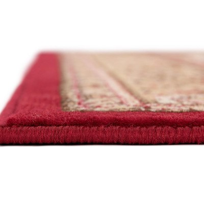 Elegant Medallion 5'3" x 8' Burgundy Synthetic Rectangular Rug