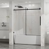 60"x58" Frameless Sliding Bathtub Door, 1/4"(6mm) Clear Tempered Glass with Easy-Clean Coating, Stainless Steel Hardware, Matte Black Finish - 4 of 4