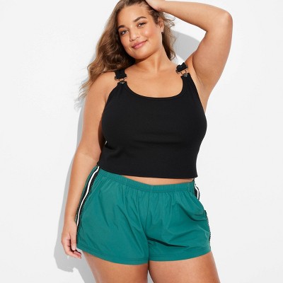 Women's High-Rise Lace Trim Track Shorts - Wild Fable™ Dark Teal Green 4X