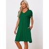 cheibear Women's Soft V-Neck Summer Pajama Lounge Dress with Pockets Nightgowns - 2 of 4