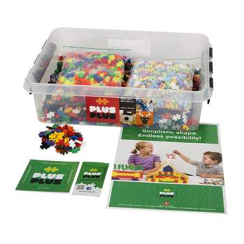 PLUS PLUS BIG - Open Play Set - 600 Piece in Storage Tub- Basic Color Mix,  Construction Building Stem Toy, Interlocking Large Puzzle Blocks for