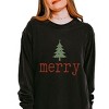 Merry Christmas Tree Stars - Women's Garment Dyed Long Sleeve Graphic T-Shirt - 3 of 4