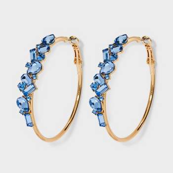 Large Glass Crystal Hoop Earrings - A New Day™