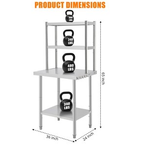 Coucheta Stainless Steel Table with Shelves, Prep Table for Commercial Kitchen Steel Countertop, Metal Table- Prep Table for Home Kitchen Restaurant - 1 of 4
