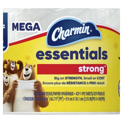 Charmin Essentials Strong Toilet Paper 1 Mega Roll, 429 sheets per roll