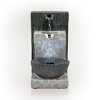 14" Modern Cascading Resin Tabletop Fountain with LED Lights Gray - Alpine Corporation: Polystone, Fiberglass, Weatherproof - 2 of 4