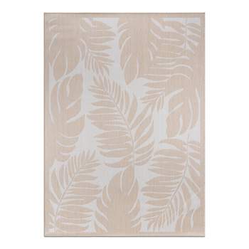 World Rug Gallery Floral Leaves Textured Flat Weave Indoor/Outdoor Area Rug
