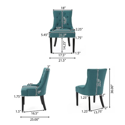 Elegant Dark Teal Upholstered Side Chair with Diamond Tufted Backrest