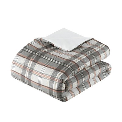 Tan and Gray Plaid Twin/Twin XL Microfiber Comforter Set