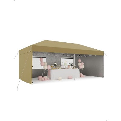 10x20 Pop Up Canopy Tent with 4 Sidewall, Heavy-Duty Gazebo Rust-Proof Frame with 3 Adjustable Heights UV Protection for Beach Party Garden