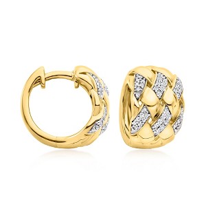 Ross-Simons 0.25 ct. t.w. Diamond Basketweave Hoop Earrings in 18kt Gold Over Sterling - 1 of 3